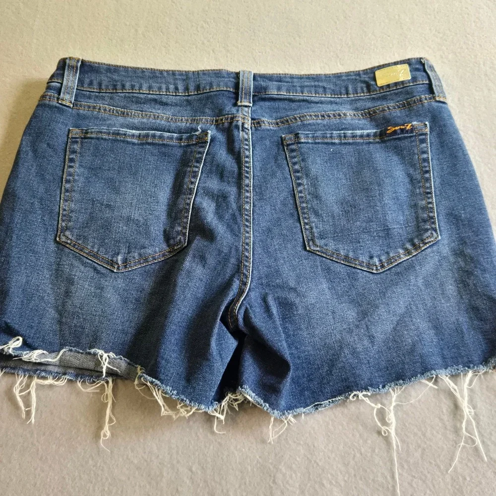 Seven7 Weekend Short Women 14 Blue Distressed Raw‎ Hem Denim Cut Off Jean Shorts